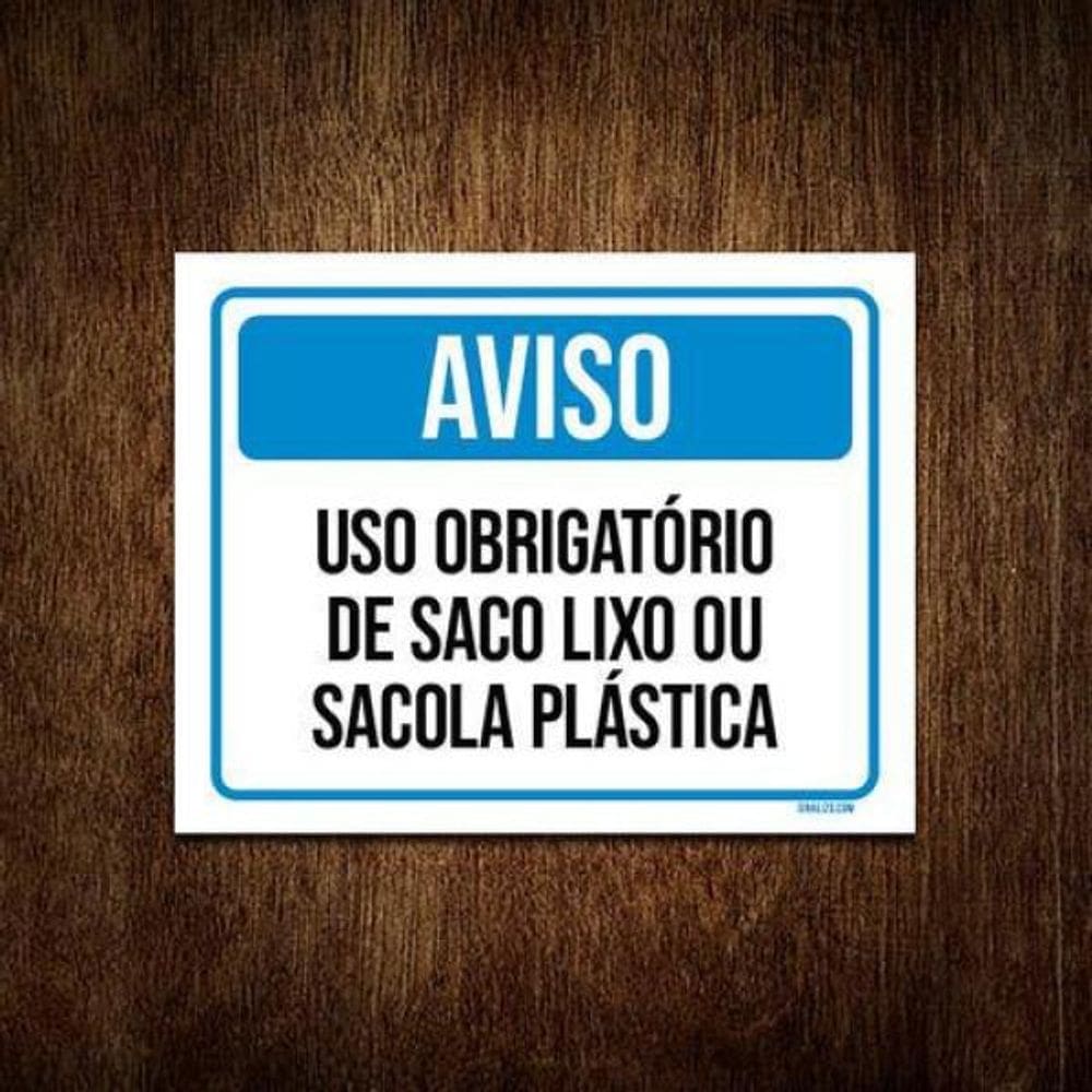 Kit 10 Placas Aviso Obrigatório Saco Lixo Sacola Plástica