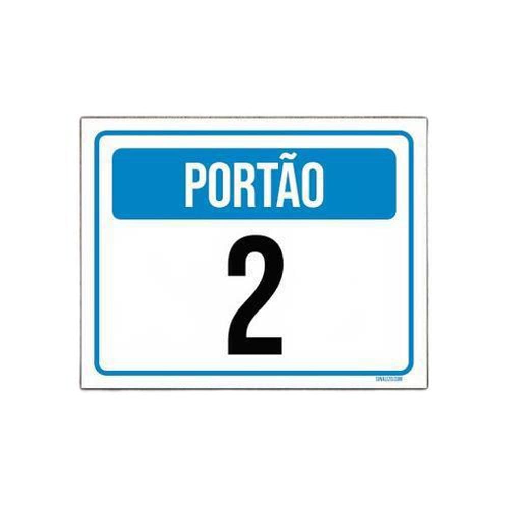 Placa Sinalização Identificação Portão 2 18x23cm 5un