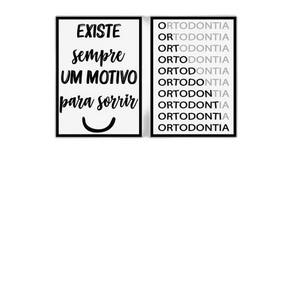 Kit 2 Quadros Motivo Para Sorrir - Odonto 60X40Cm Preta