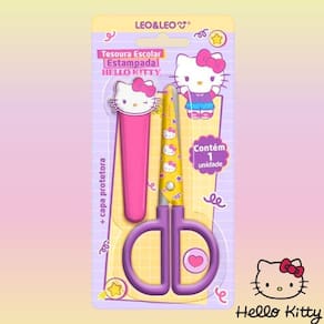 Tesoura Escolar 13cm Estampada Hello Kitty c/ Capa Protetora - Leo&Leo