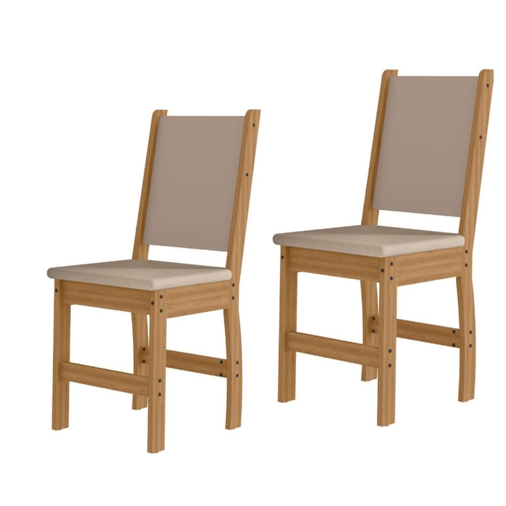 Kit de 2 Cadeiras Clara com Tecido em Material Sintetico