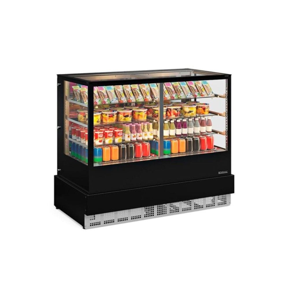 Vitrine Refrigerada Dupla Ação Gelopar 1,50m Linha Gourmet Vidro Reto GGER-150 PR-220v
