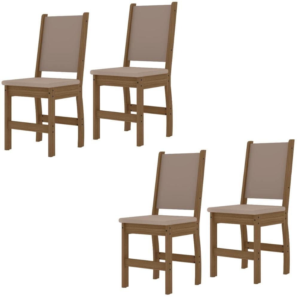 Kit de 4 Cadeiras Clara com Tecido em Material Sintetico