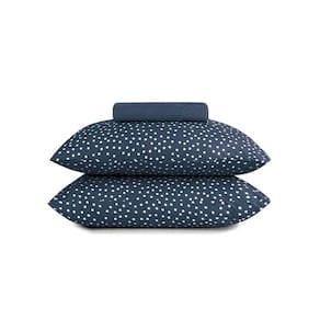 Jogo Cama Casal 3 Pcs Fio Penteado Malha Bits Marinho
