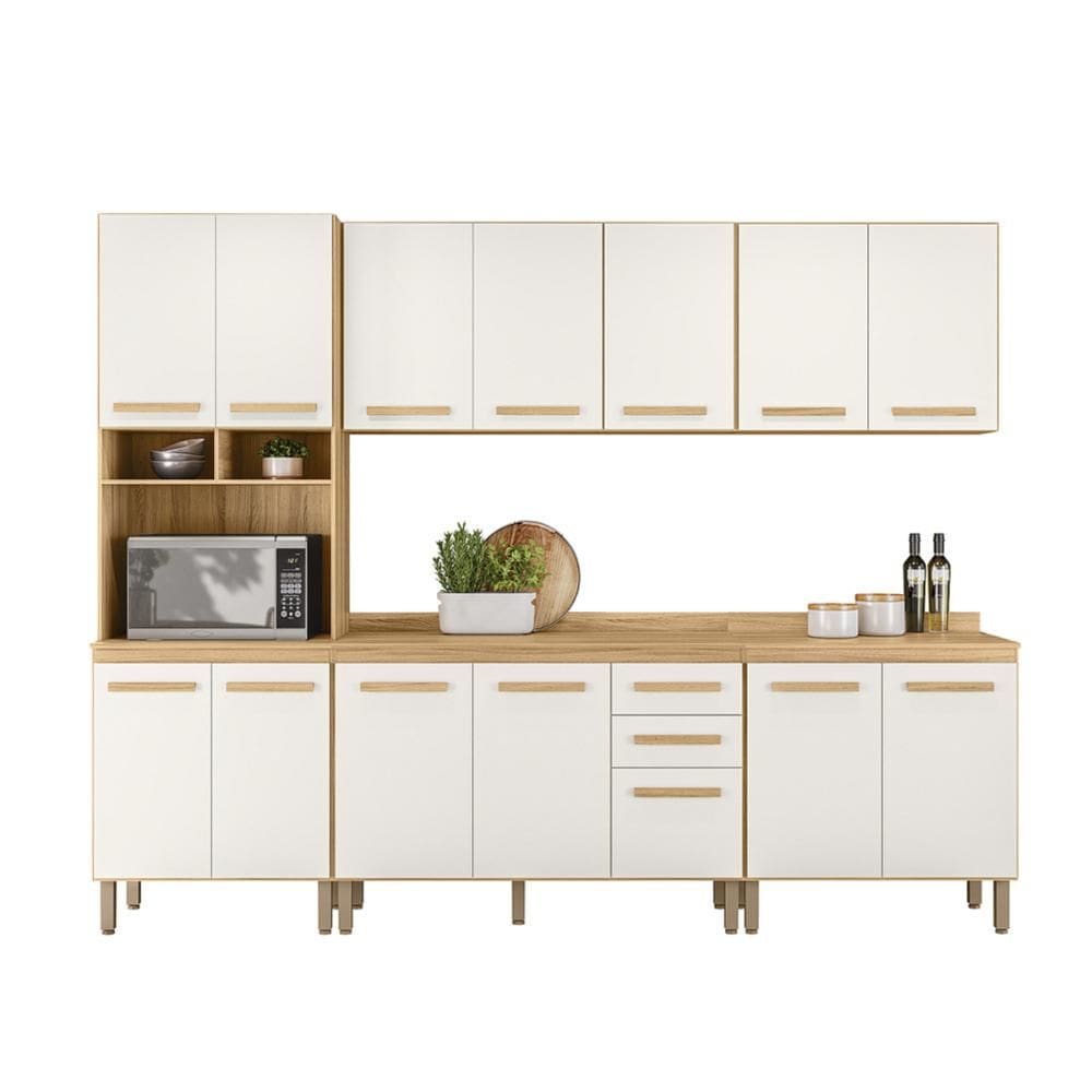 Conjunto de Cozinha Modulado com 14 Portas 2 Gavetas