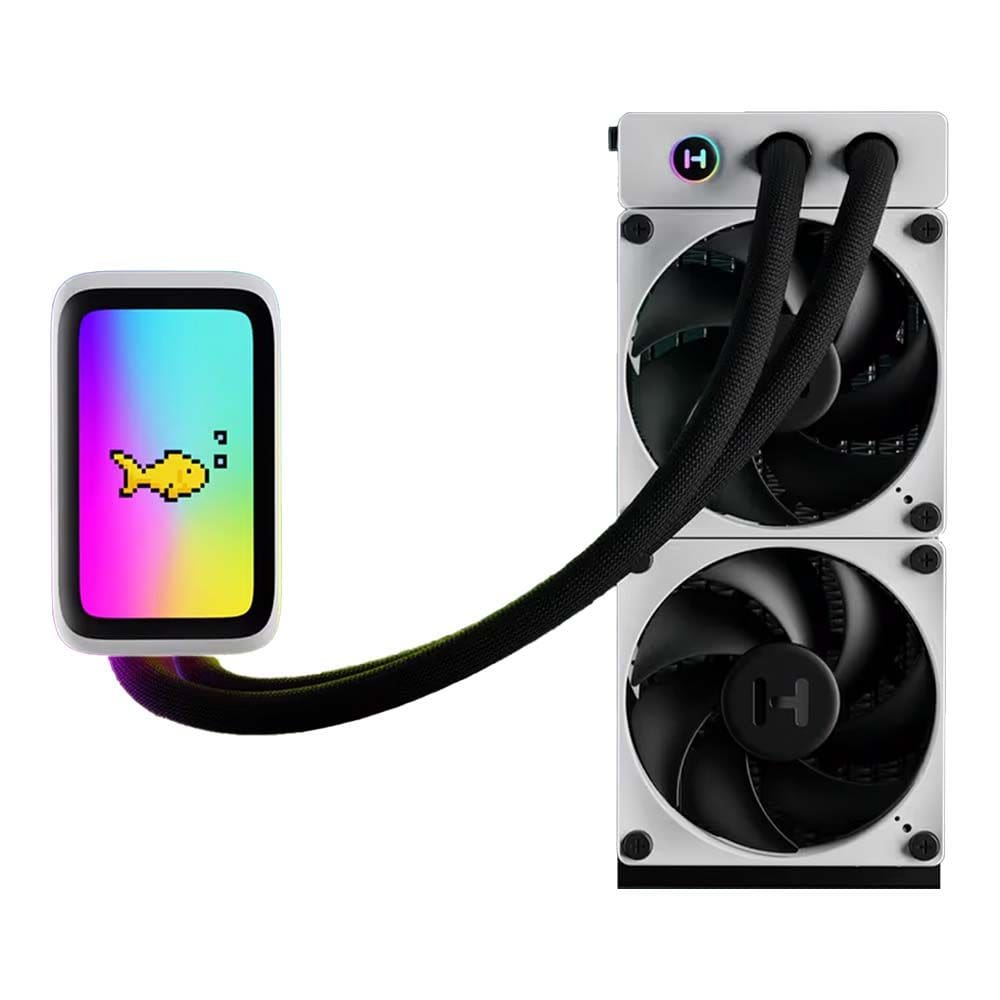 Water Cooler Gamer 240Mm Hyte Thicc Q60 Bw With Lcd Ips 5`` Branco E Preto 2 Coolers - Fan-Hyteq60-Bw
