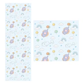 Papel De Parede Adesivo Elefante Azul 1,5 Metros O Rolo Np377