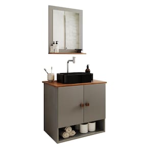 Gabinete Arm Banheiro Deli 2 Portas com Cuba Oxford Preta
