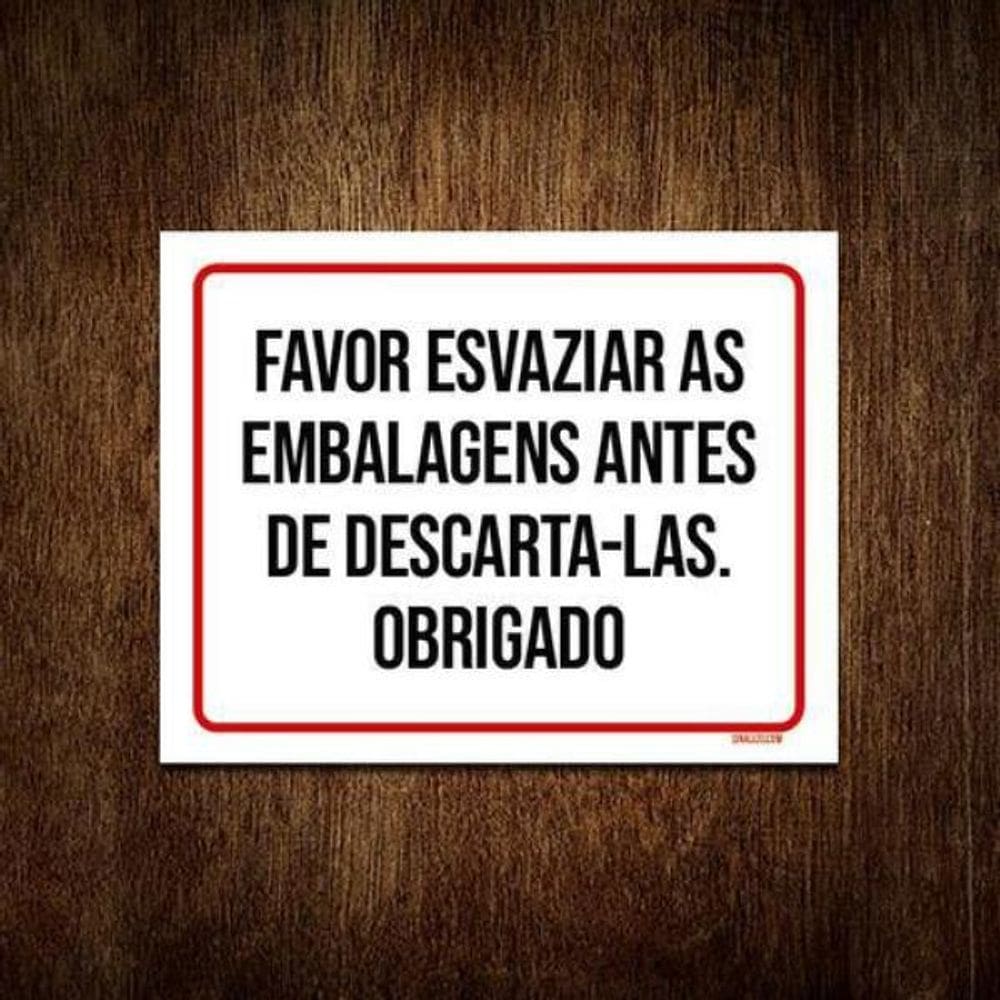 Placa Favor Esvaziar Embalagens Antes De Derscartar 18X23