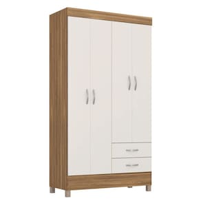 Guarda Roupa Casal/Solteiro 4 Portas 2 Gavetas 3 Prateleiras 2 Cabideiros Pés Em PVC Astro