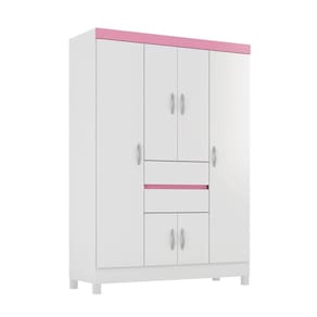 Guarda Roupa Casal 6 Portas 2 Gavetas 3 Cabideiros Pés Em PVC Ecom II