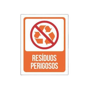 Placa De Sinalização Advertência - Lixo Resíduos Perigosos