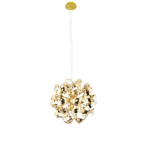 Pendente Moderno Dourado com Cristais 12G9 55cm