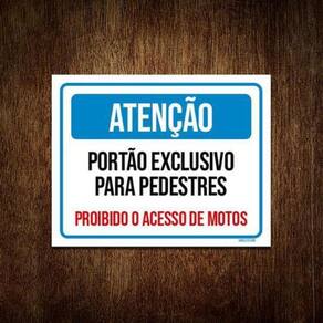 Kit 3 Placa Sinalização Atenção Portão Exclusivo Pedestres
