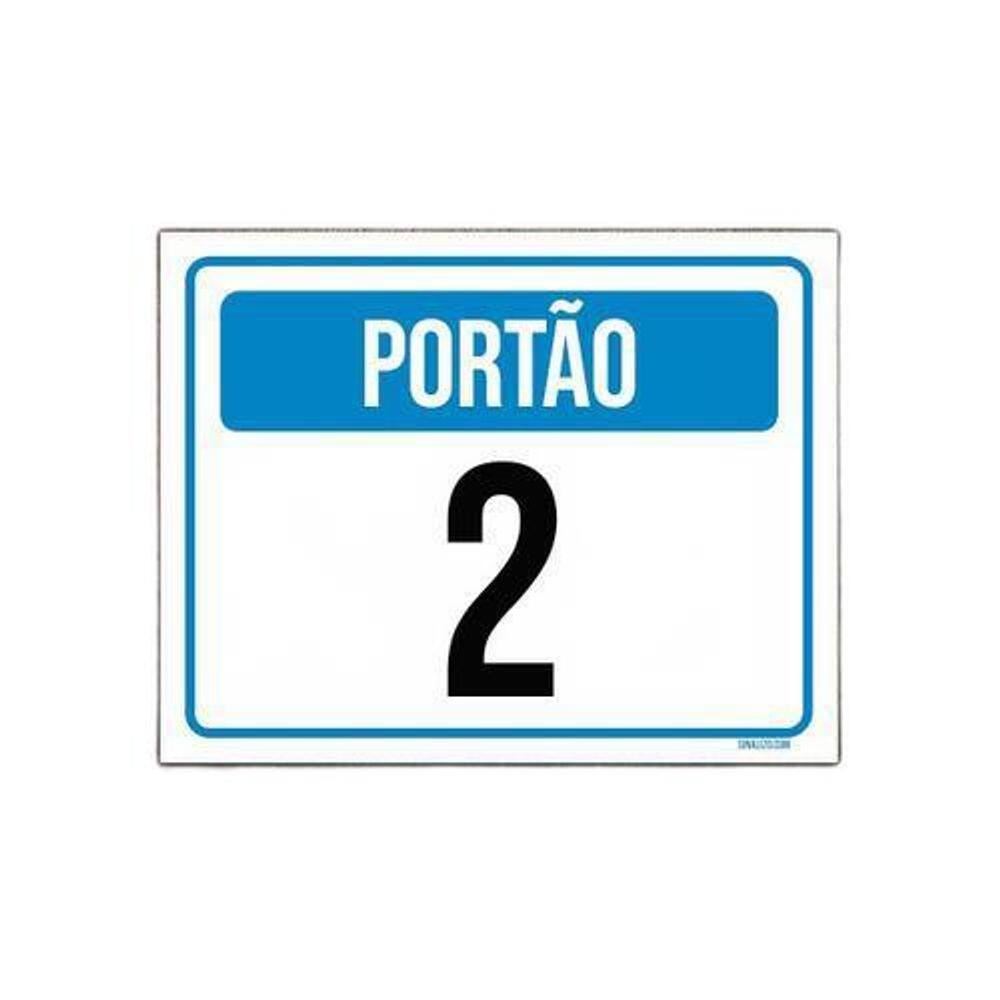 Placa Sinalização Identificação Portão 2 18x23cm 5un
