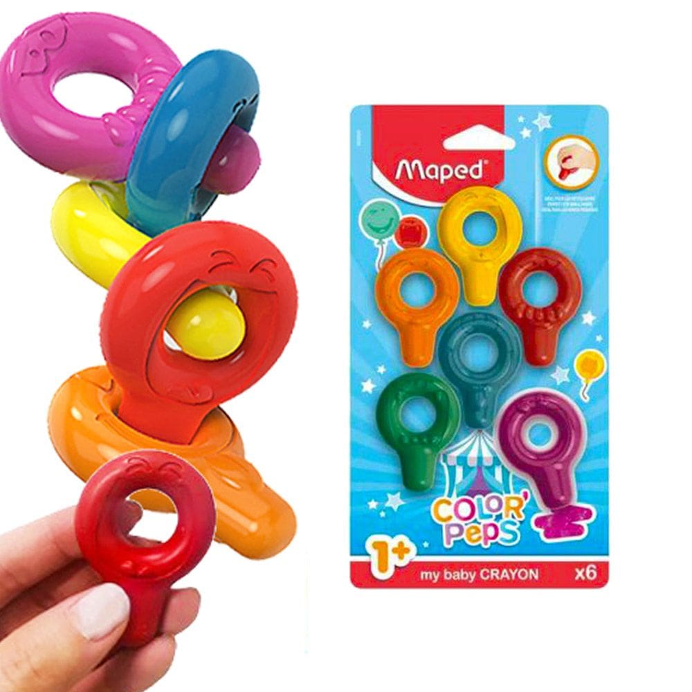 Giz de Cera Infantil Baby + 1 Ano Color`Peps 6 Cores Maped