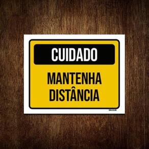 Kit 10 Placas Sinalização Cuidado Mantenha Distância