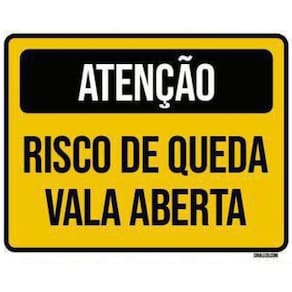 Kit 3 Placas Atenção Risco Queda Vala Aberta