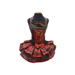 Vestido Pet Jardineira Temático Verde Natal Para Cães Tam 6