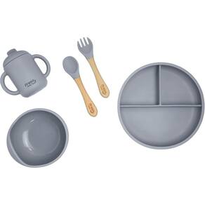 Kit Alimentacao De Silicone Infantil 5 Pecas  Freso - Cinza