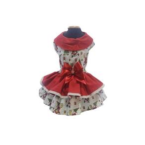Vestido Pet Jardineira Temático Natal Feliz Para Cães Tam 4