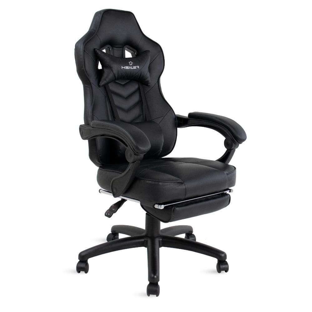 Cadeira Gamer Preto Healer Alien Reclinável Giratória com apoio de pés