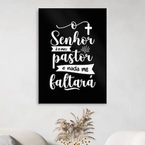 Quadro Senhor Meu Pastor - Preto E Branco 33X24Cm - Vidro