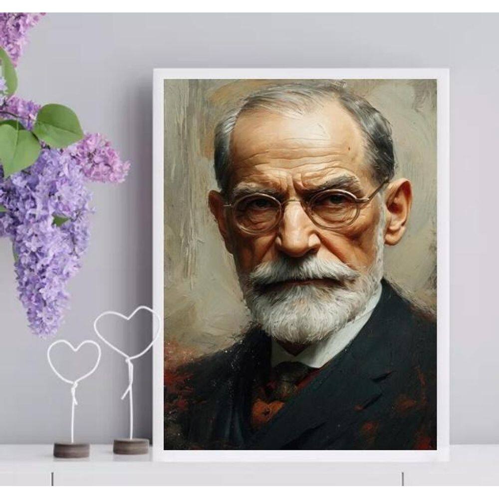 Quadro Sigmund Freud Estilo Pintura 24X18Cm - Com Vidro