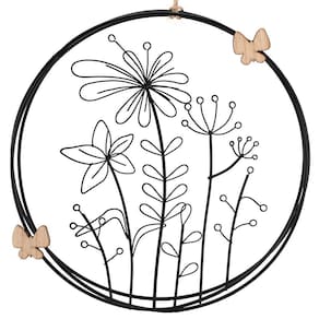 Adorno De Parede Circular Decorativo Flores 23Cm Tuut