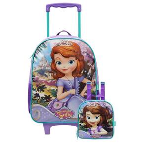 Kit Princesinha Sofia Mochila Com Rodas E Lancheira Térmica