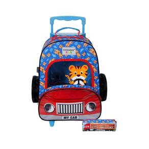 Kit Escolar Mochila De Rodas + Estojo My Car Carro