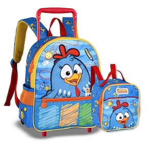 Mochila Carrinho Com Lancheira Galinha Pintadinha Kit Escola