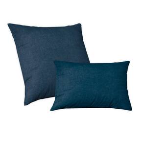 Kit Capas Almofadas 50x50 e 30x50cm Suede Glamour Azul Petroleo