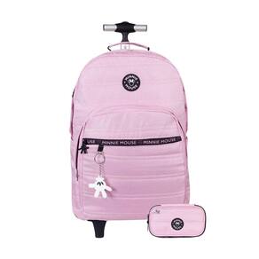 Kit Escolar Mochila De Rodinha+Estojo Minnie Mouse Juvenil