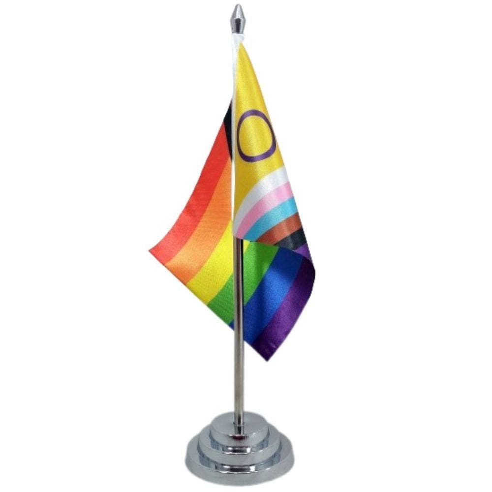 Bandeira Mesa 29 Cm Mastro Progress Intersexo Gay LGBT