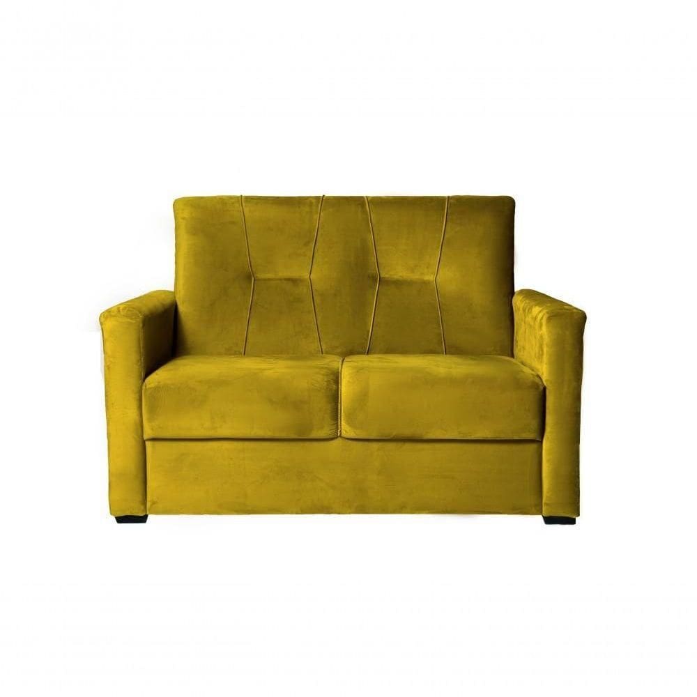 Sofá 2 Lugares Pequeno Alice E Porta Controle Herreiro Amarelo