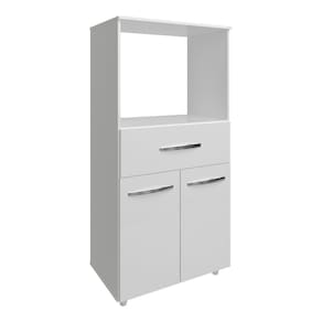 Multiuso Armário Laura Com Nicho Para Forno Elétrico E Microondas Com Gaveta E 2 Portas Mobília Decor Branco