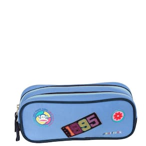 Estojo 2 Compartimentos Paul Frank Casual Patches - Azul