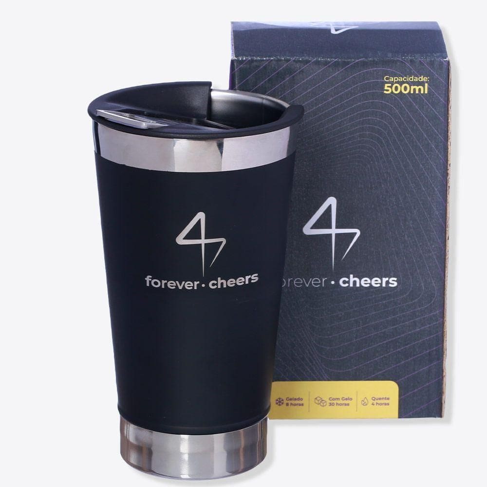 Copo Térmico Opener Preto Forever Cheers - Zonacriativa