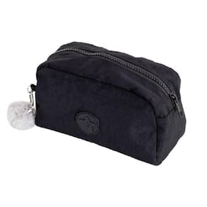 Estojo Necessaire 1 Divisória Nylon Preto Com Pompom Brw