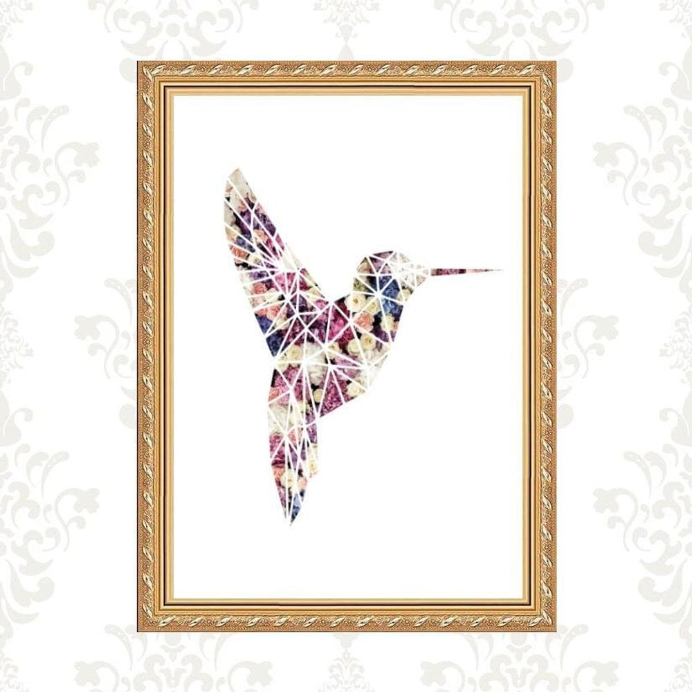 Quadro Moldura Dourada Beija-Flor 24X18Cm