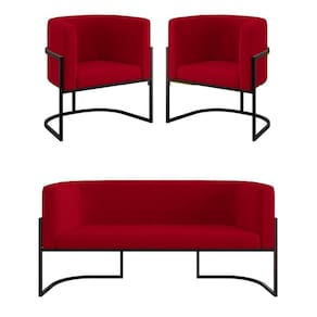 Kit Sofá 2 Lugares + 2 Poltronas Para Recepção Balaqui Vermelho