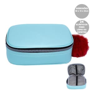 Estojo Box Baú Com Elástico Jumbo Prada Azul Tifany Fizz