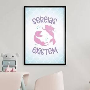 Quadro Decorativo Sereias Existem 24X18Cm - Com Vidro