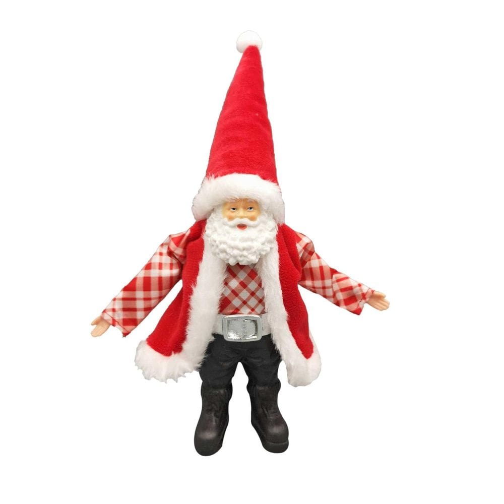 Papai Noel Pequeno Vermelho Xadrez Decoração Natal 15Cm
