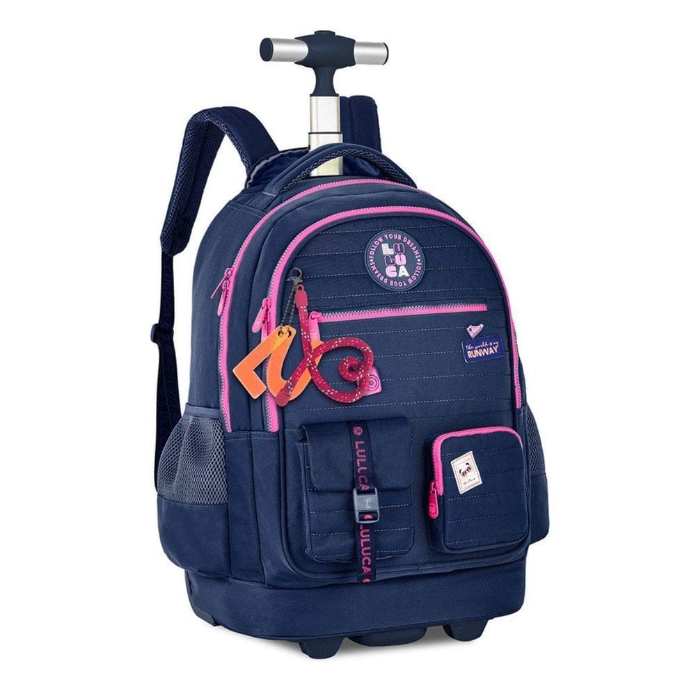 Mochila De Rodinhas Luluca Juvenil Escolar Meninas - Azul