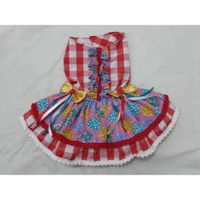 Vestido Pet Festa Junina Xadrez Com Laços - Tamanho M