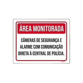 Placa Área Monitorada Câmeras De Segurança E Alarme 36X46