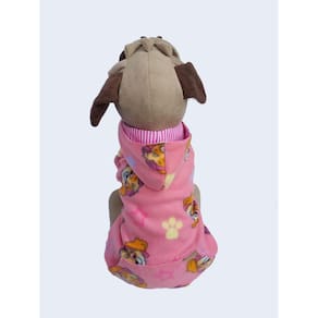 Blusa Pet Rosa Cachorrinhos Com Capuz Dupla Face Tam M