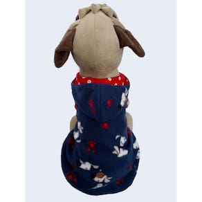 Blusa Pet Azul Cachorrinhos Com Capuz Dupla Face Tam G